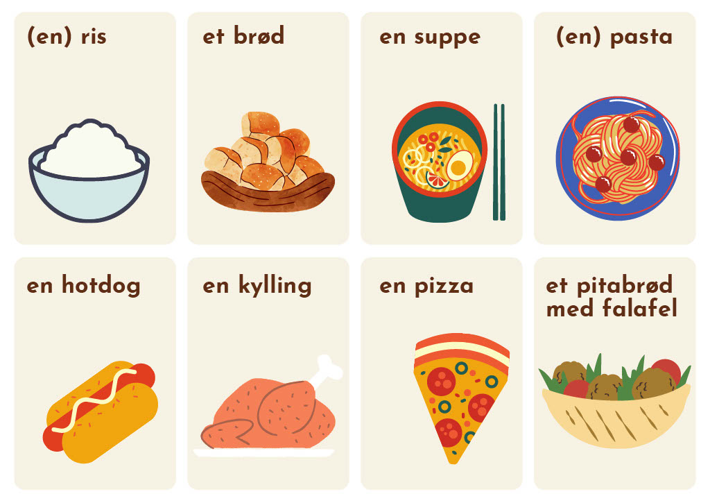 Images of Dinners with Danish text